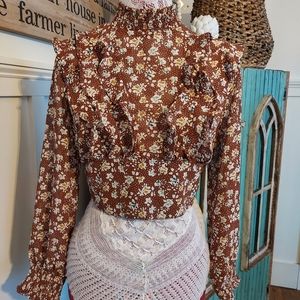 NWOT F21 Ruffle Chiffon Crop Top